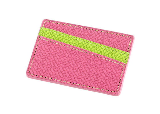 Rectangle Credit Card Organizer Wallet PU Weave Weave Wallet Logo Debossing Wallet