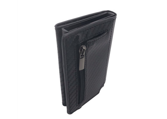 Carbon PU Leather RFID کارت اعتباری سازمان دهنده کیف پول مستطیل نگهدارنده کارت