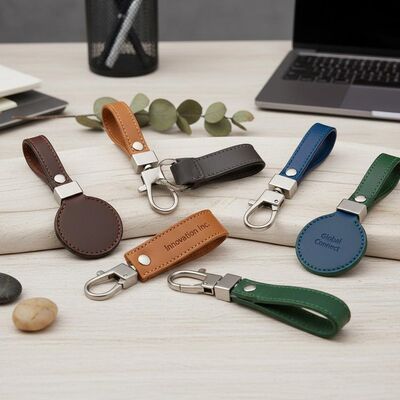 Leather Key Rings Customizable Keychain Accessories Perfect for Corporate Branding Campaigns and Client Appreciation