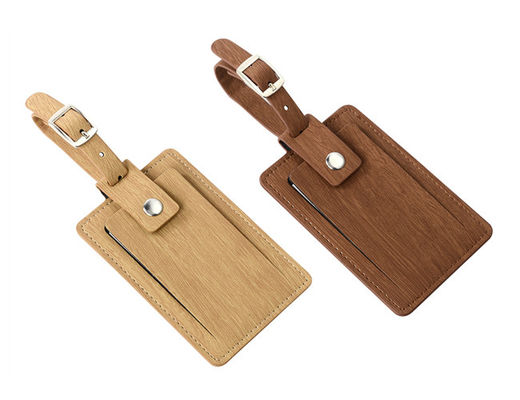 برچسب چمدان مسافرتی Wood Grain PU چرم اصل شخصی سازی شده