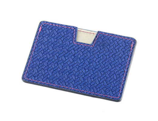 Rectangle Credit Card Organizer Wallet PU Weave Weave Wallet Logo Debossing Wallet