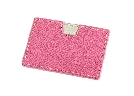 Rectangle Credit Card Organizer Wallet PU Weave Weave Wallet Logo Debossing Wallet