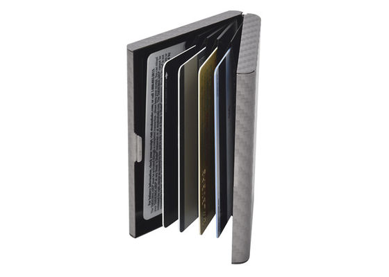 کیف پول RFID مسدود کننده چرم آلومینیومی سازمان دهنده کارت اعتباری فیبر کربن