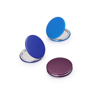قیمت خوب آینه جیبی گرد PU سفارشی آینه زیبایی کامپکت با بزرگنمایی 1X / 2X آنلاین