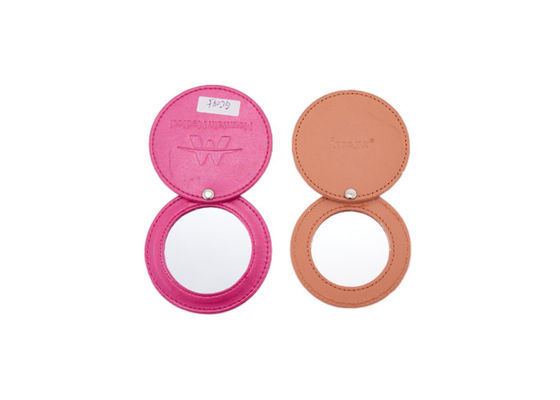 قیمت خوب 35 گرم چرم PU آینه آرایشی قابل چرخش تک طرفه برای تبلیغات آنلاین