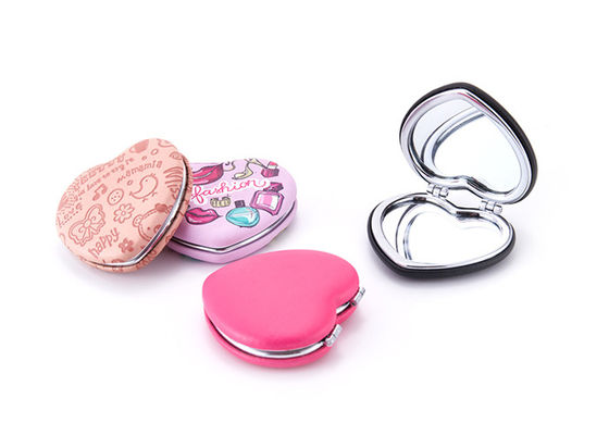 قیمت خوب آینه جیبی آرایشی Debossing Heart آینه آرایشی تاشو ABS برای مسافرت آنلاین