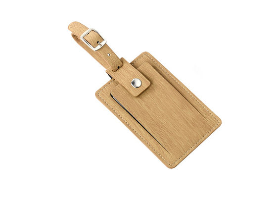 قیمت خوب برچسب چمدان مسافرتی Wood Grain PU چرم اصل شخصی سازی شده آنلاین